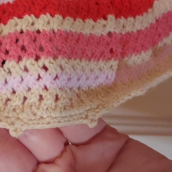 Rails Naomi Ruffle Knit Crochet Tank Top Rainbow Tan Multi Stripe - Picture 7 of 12